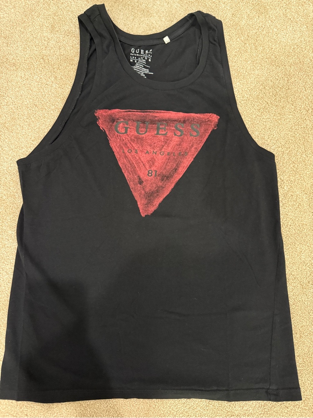 GUESS Los Angeles Black Logo Tank Top Size M